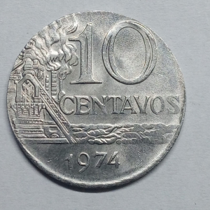 10 CENTAVOS 1974 DISCO DE 5