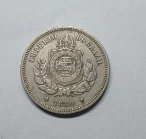 100 REIS 1880 FUNDO LISO RARA