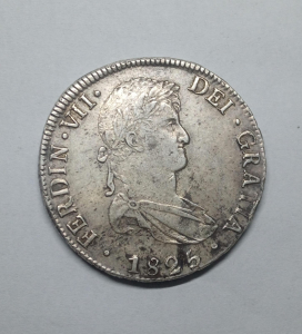 BOLIVIA 8 REALES 1825 JL KM#84 FERD. VII FC