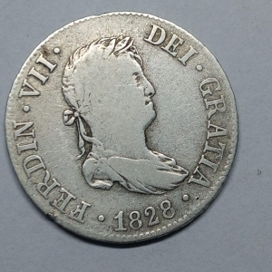 ESPANHA 2 REALES 1828JB FERDIN VIII KM#460.3