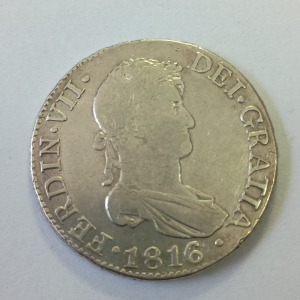 ESPANHA 8 REALES SEVILHA 1816 C.J FERD VII KM#466,4