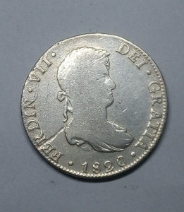 MEXICO 8 REALES 1820 JJ FERD VII KM#111