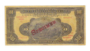 R191S 500 MIL REIS SERIE 1ª ESTAMPA 1ª RARA SPECIMEN