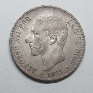 ESPANHA 5 PESETAS 1885 KM#688