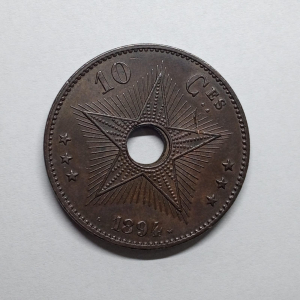 10 CENTIMES 1894 KM#4 GONGO BELGA