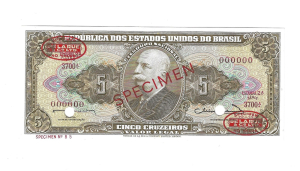 C072S 5 CRUZEIROS SERIE 3700ª SPECIMEN ULTIMA SERIE S.FE