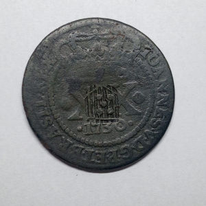 C090 XX REIS 1730B COM CARIMBO ESCUDETE 52 PEROLAS