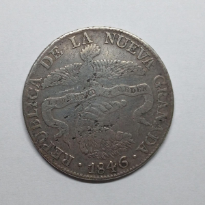 COLOMBIA REP. DE NOVA GRANADA 1846 KM#98 LEI OCHO DINEROS