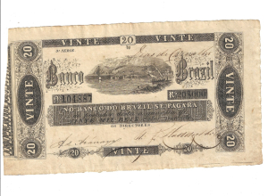 V260 BANCO DO BRASIL 20 MIL REIS 1856 UNIFACE SERIE 3ª MBC
