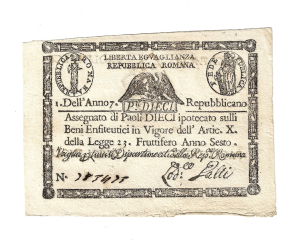 ITALIA STATES 1798 REP ROMANA 10 PAOLI S540