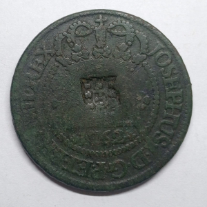 XL REIS 1762B COM CARIMBO ESCUDETE COROA 1º TIPO 56 PEROLAS